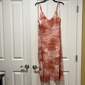 Zara orange and tan tie-dye dress
